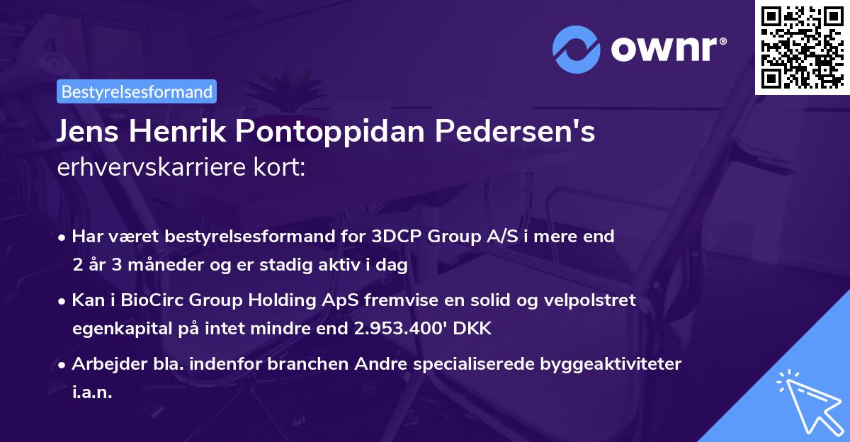 Jens Henrik Pontoppidan Pedersen's erhvervskarriere kort