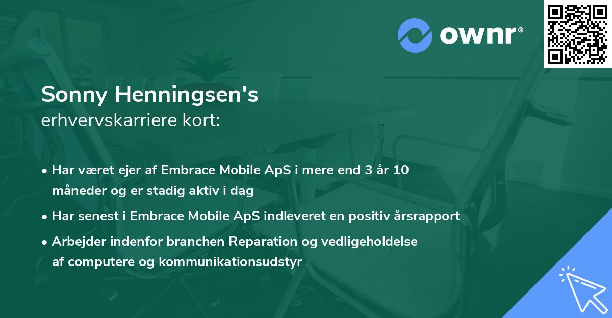 Sonny Henningsen's erhvervskarriere kort