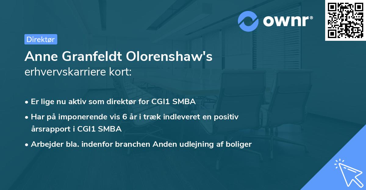Anne Granfeldt Olorenshaw's erhvervskarriere kort