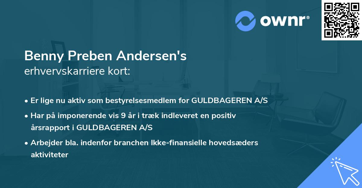 Benny Preben Andersen's erhvervskarriere kort