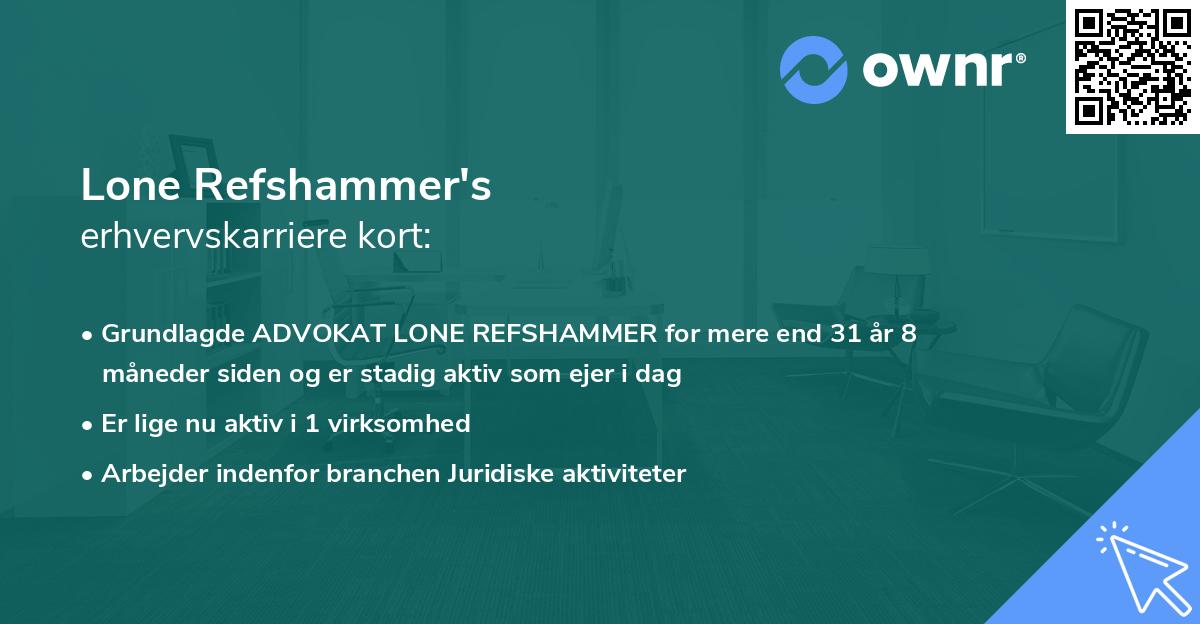 Lone Refshammer's erhvervskarriere kort