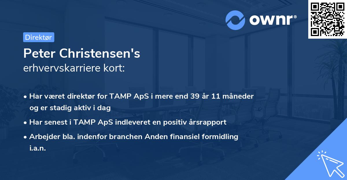 Peter Christensen's erhvervskarriere kort