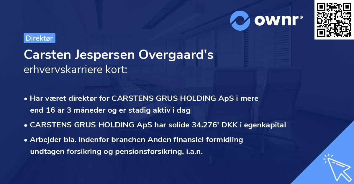 Carsten Jespersen Overgaard's erhvervskarriere kort