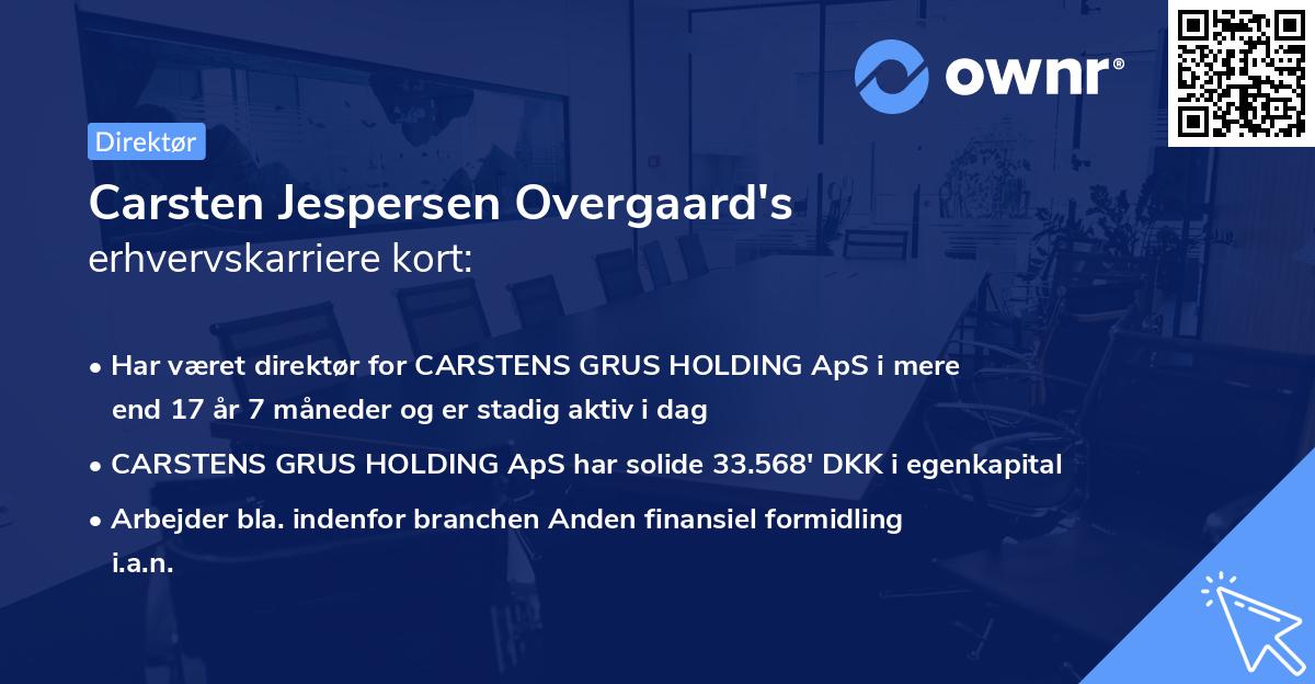 Carsten Jespersen Overgaard's erhvervskarriere kort