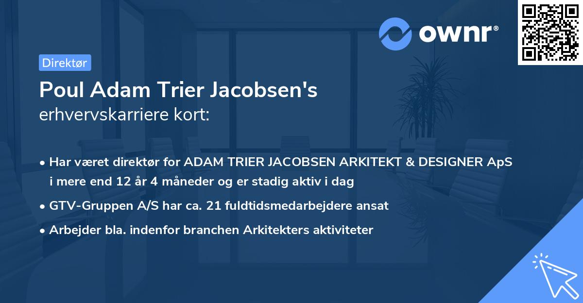 Poul Adam Trier Jacobsen's erhvervskarriere kort