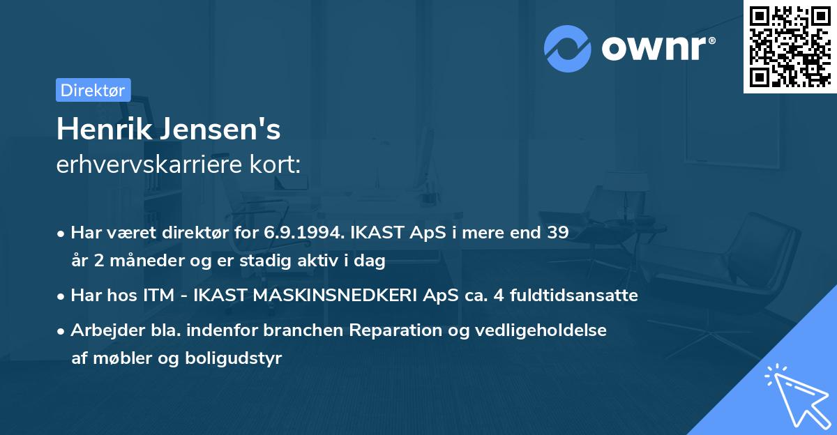 Henrik Jensen's erhvervskarriere kort