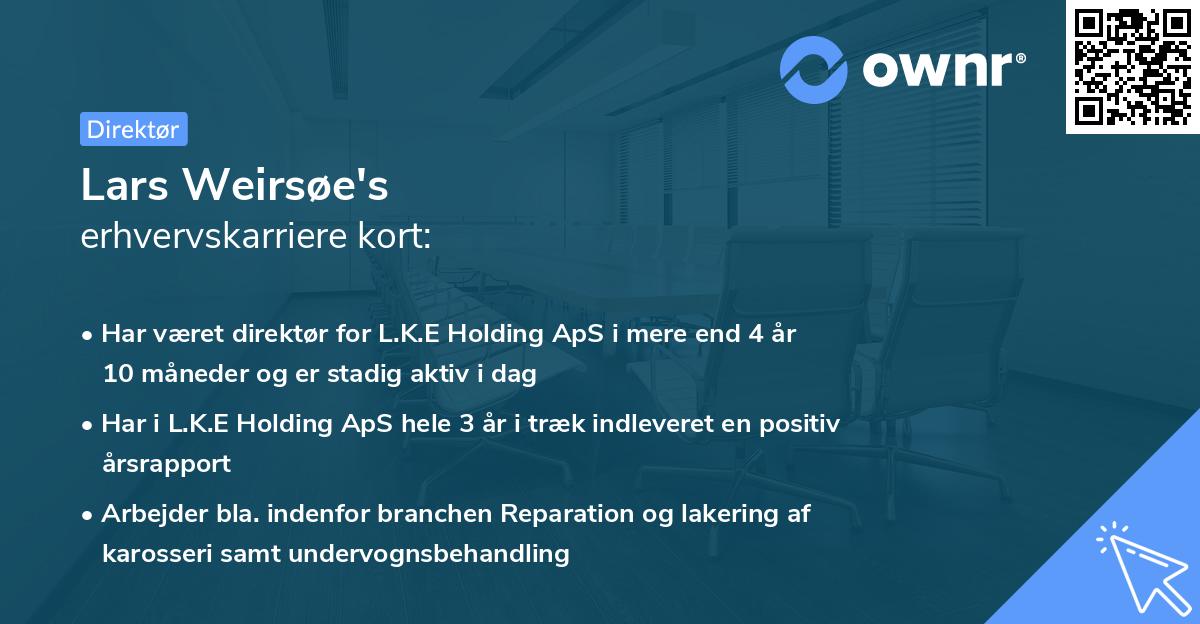 Lars Weirsøe's erhvervskarriere kort