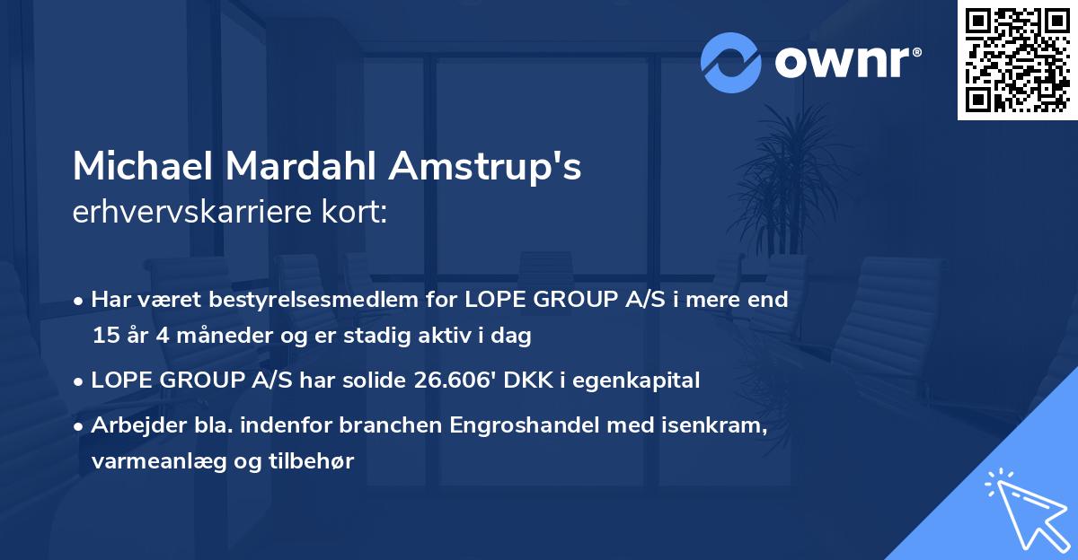Michael Mardahl Amstrup's erhvervskarriere kort