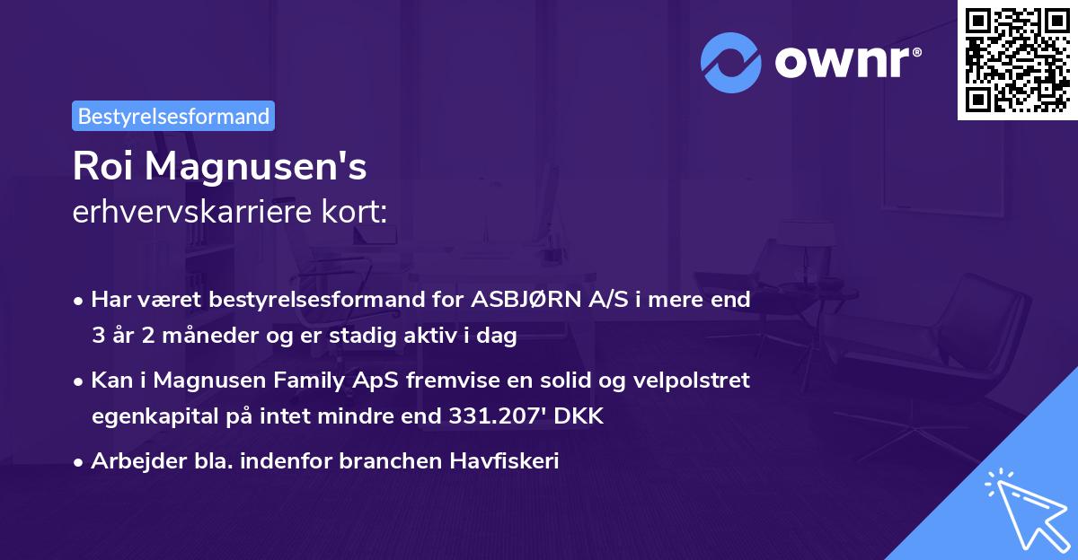 Roi Magnusen's erhvervskarriere kort