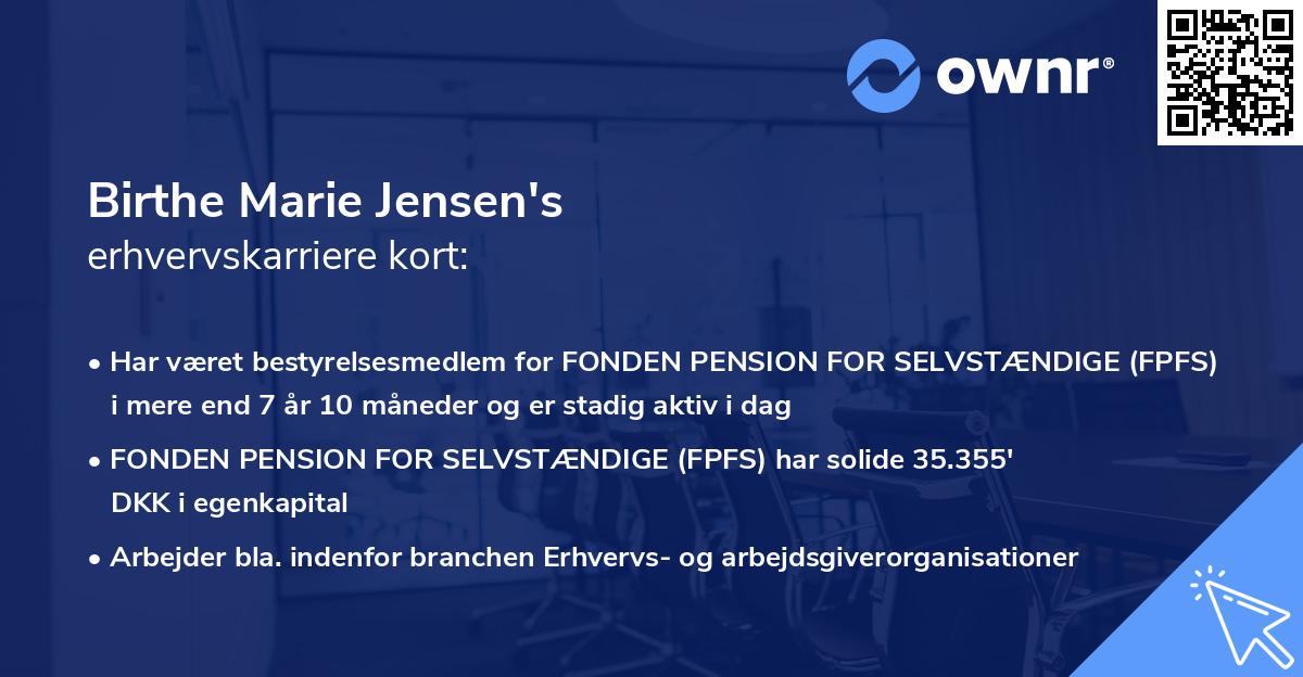 Birthe Marie Jensen's erhvervskarriere kort