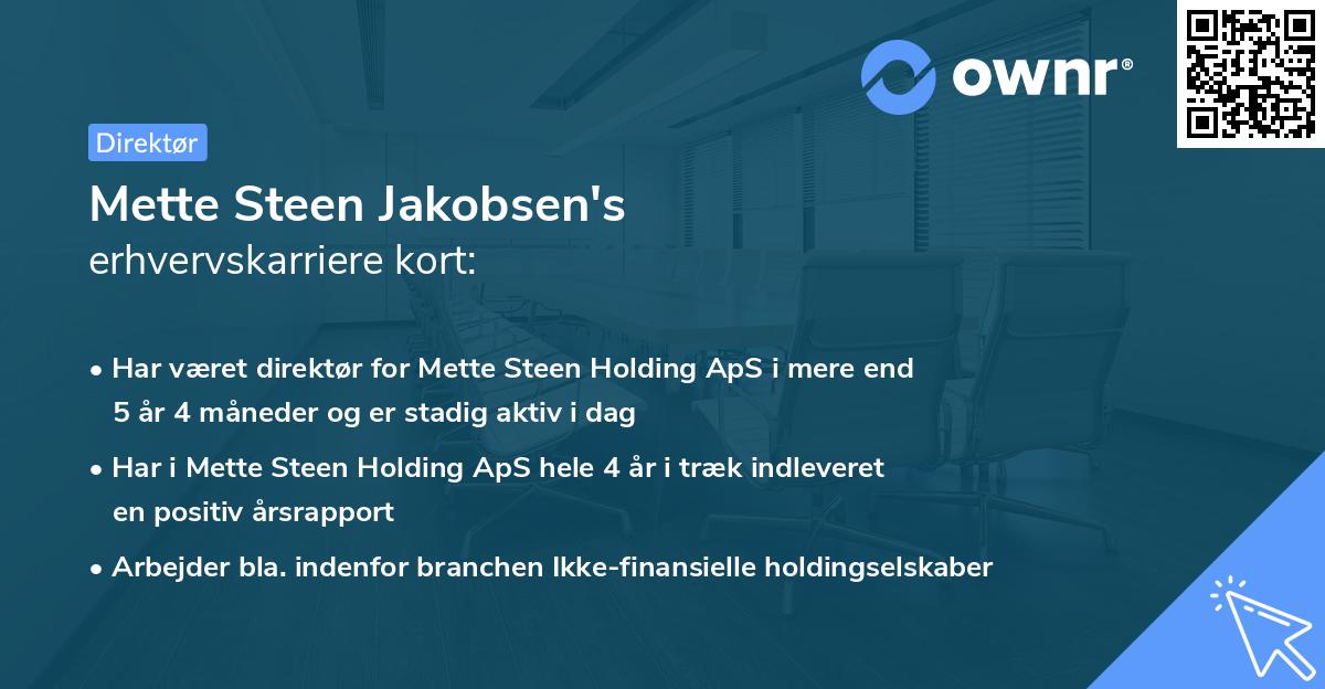 Mette Steen Jakobsen's erhvervskarriere kort