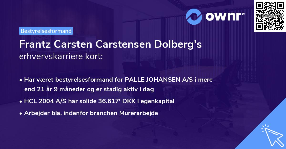 Frantz Carsten Carstensen Dolberg's erhvervskarriere kort