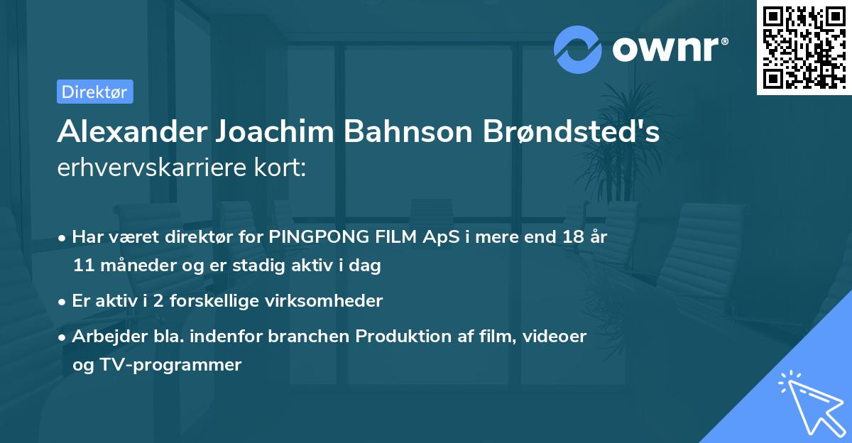 Alexander Joachim Bahnson Brøndsted's erhvervskarriere kort