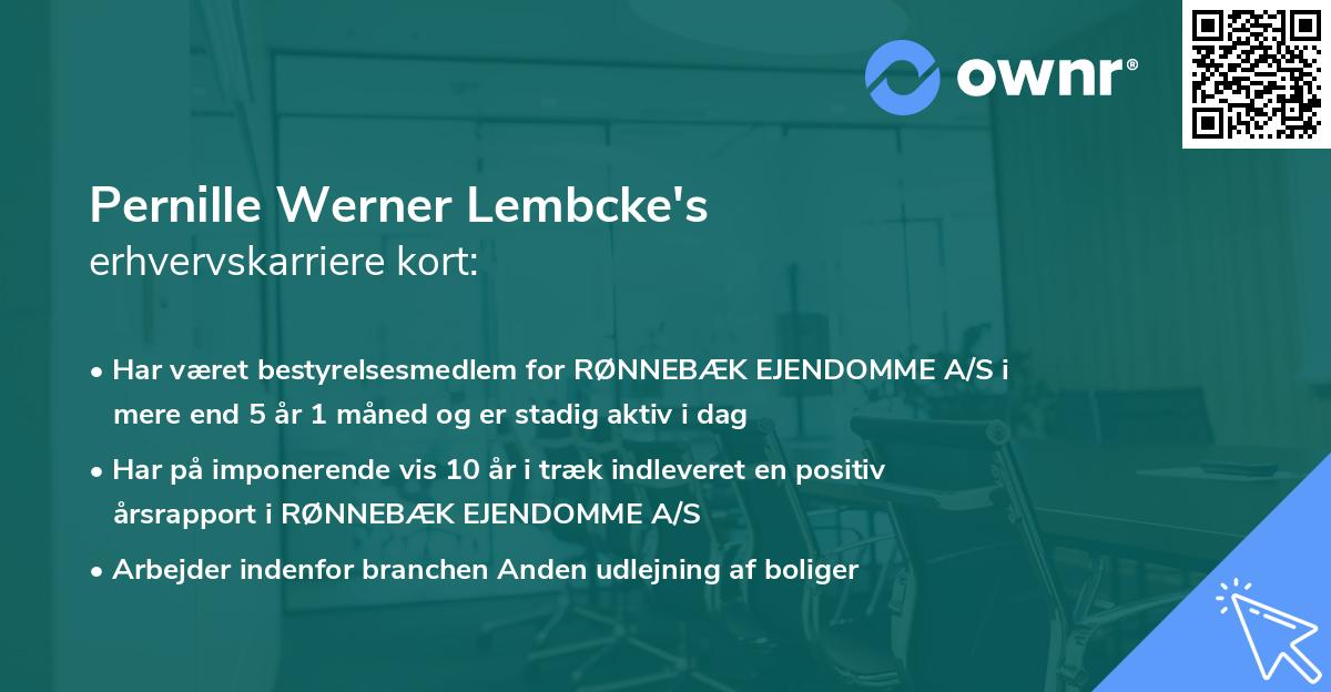 Pernille Werner Lembcke's erhvervskarriere kort