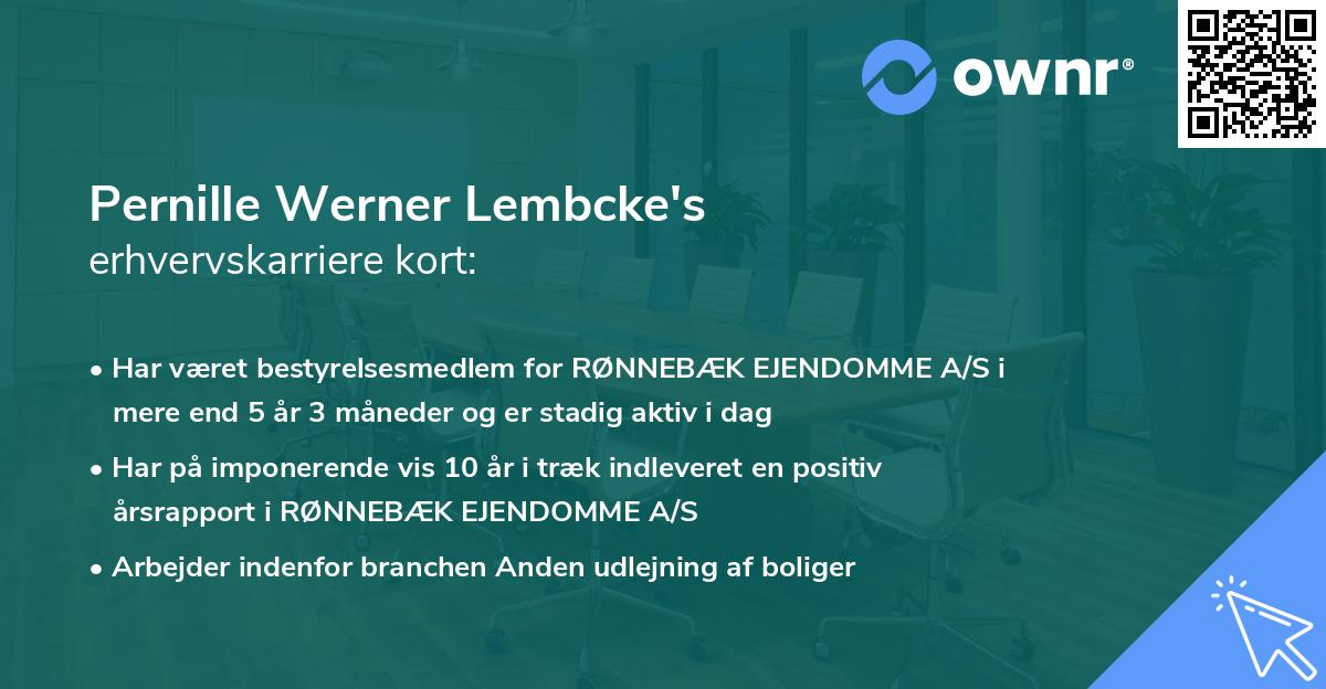 Pernille Werner Lembcke's erhvervskarriere kort