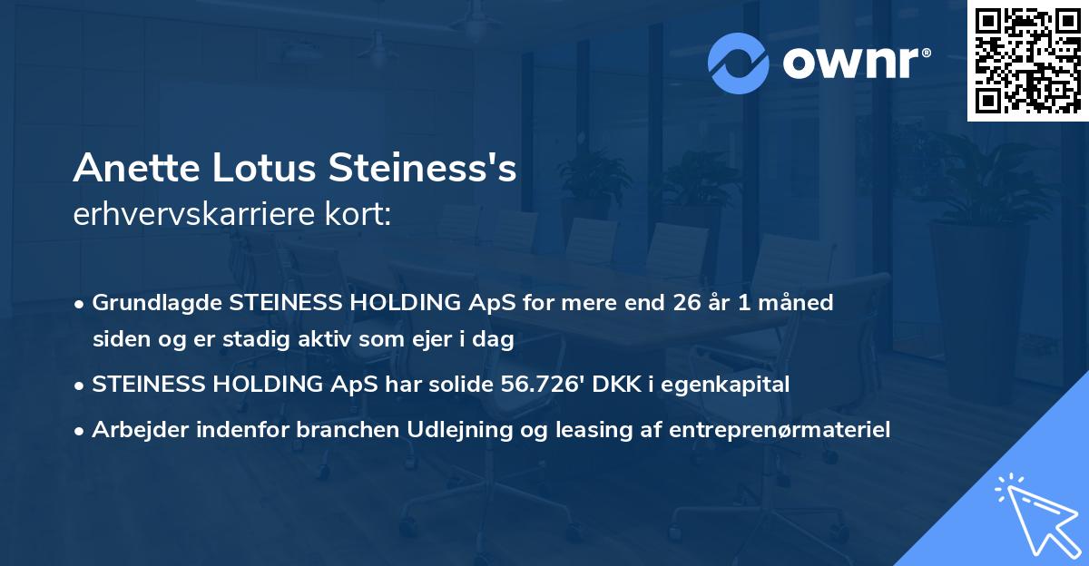 Anette Lotus Steiness's erhvervskarriere kort