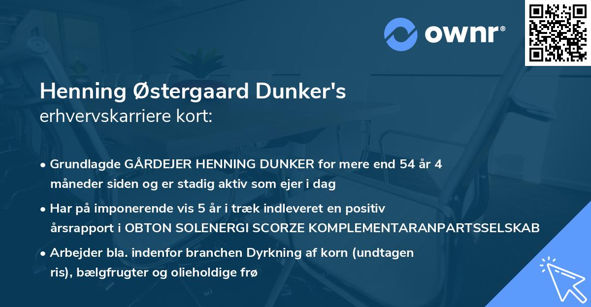 Henning Østergaard Dunker's erhvervskarriere kort