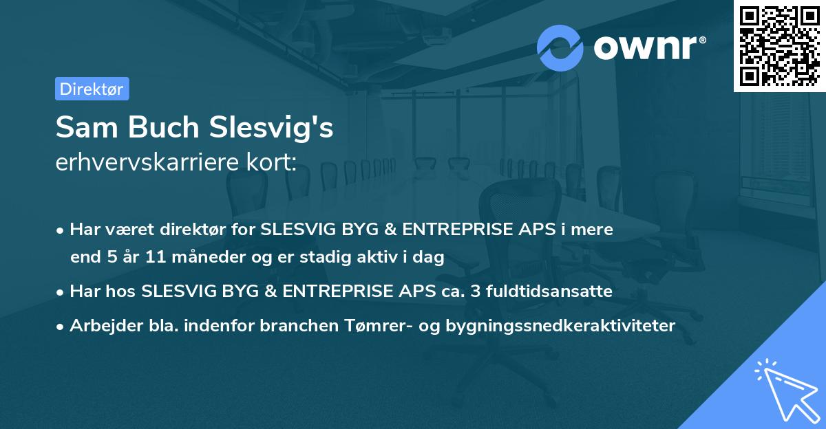 Sam Buch Slesvig's erhvervskarriere kort