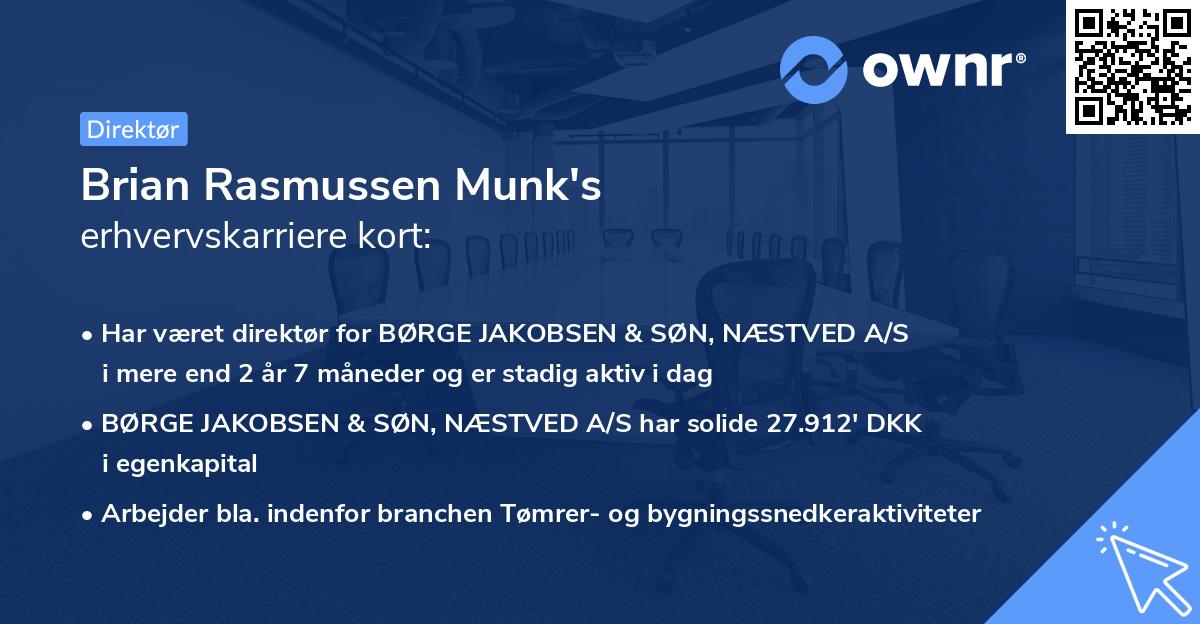 Brian Rasmussen Munk's erhvervskarriere kort