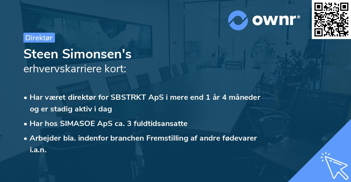 Steen Simonsen's erhvervskarriere kort