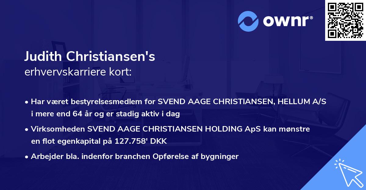 Judith Christiansen's erhvervskarriere kort