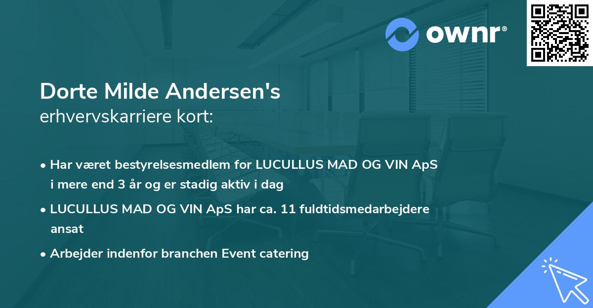 Dorte Milde Andersen's erhvervskarriere kort