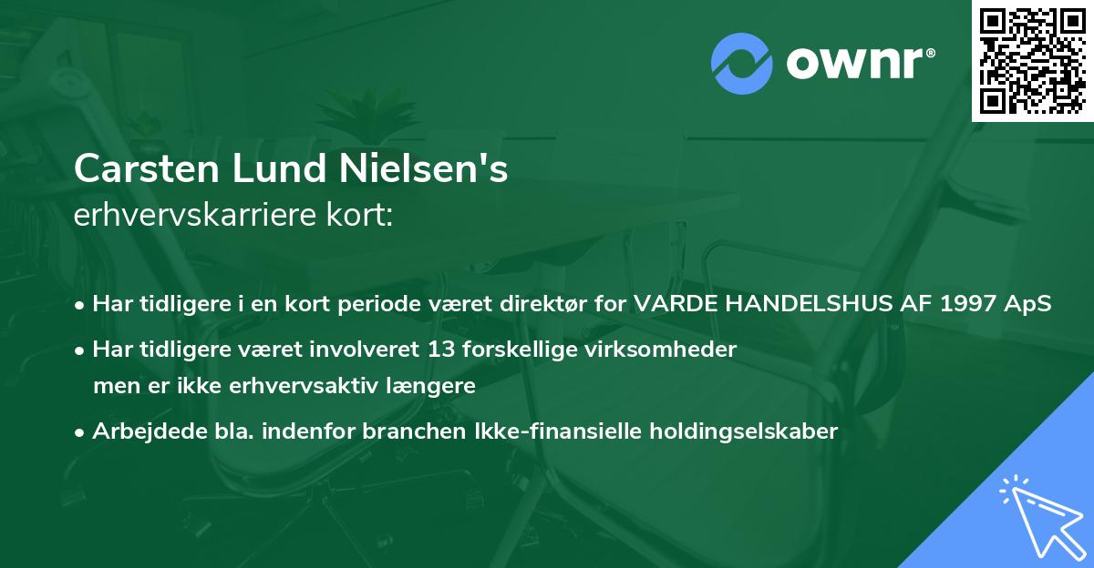 Carsten Lund Nielsen's erhvervskarriere kort