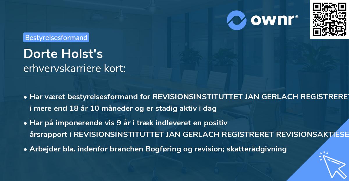 Dorte Holst's erhvervskarriere kort