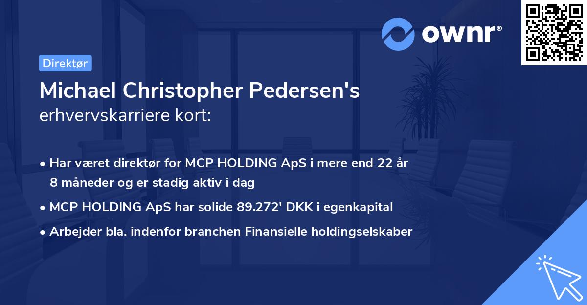 Michael Christopher Pedersen's erhvervskarriere kort