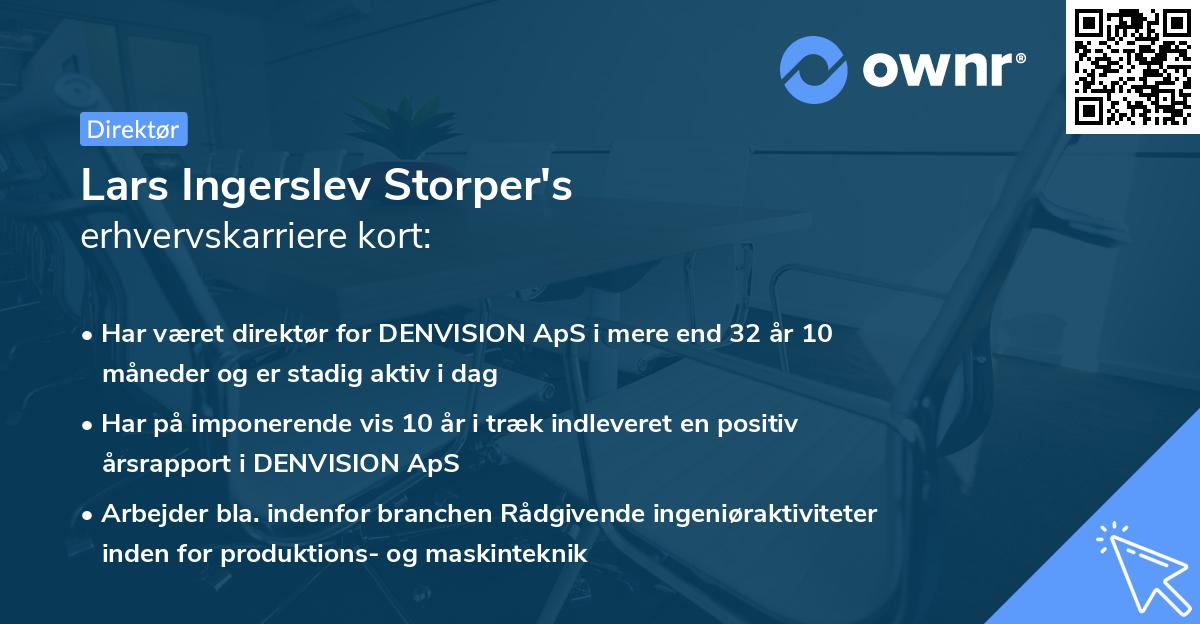 Lars Ingerslev Storper's erhvervskarriere kort
