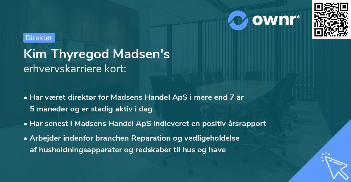 Kim Thyregod Madsen's erhvervskarriere kort