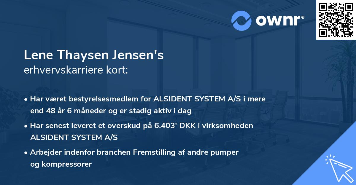 Lene Thaysen Jensen's erhvervskarriere kort