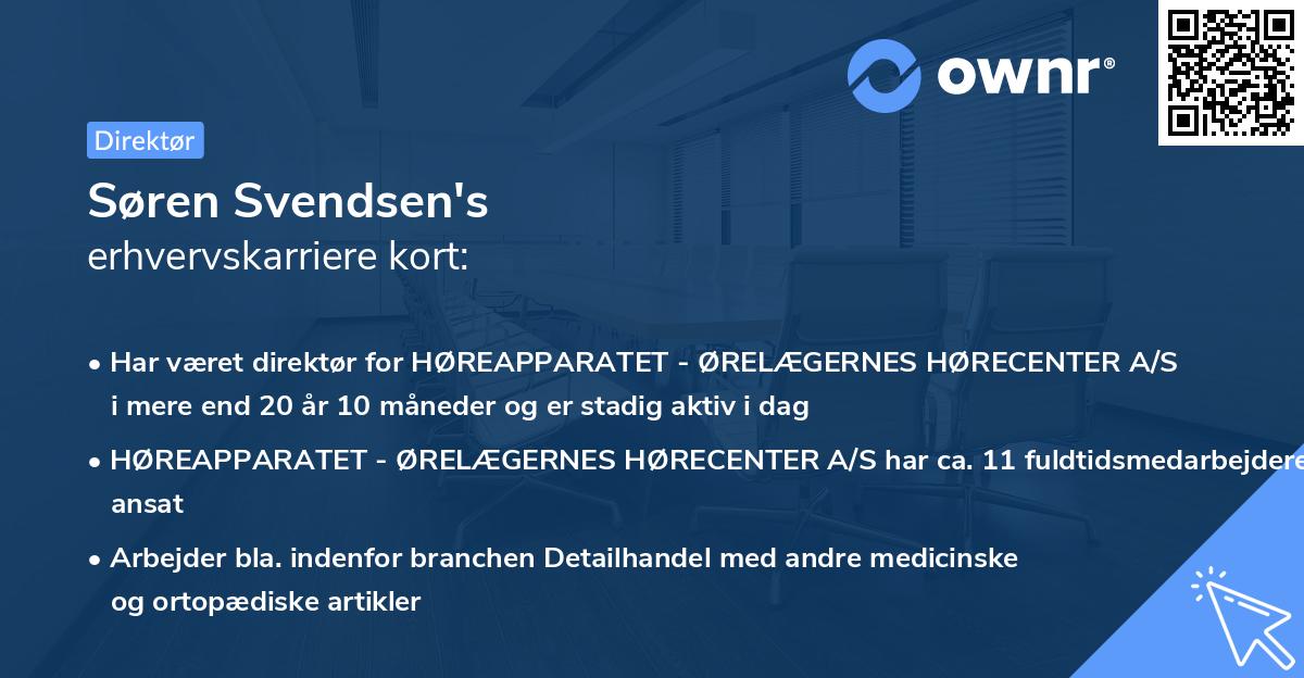 Søren Svendsen's erhvervskarriere kort