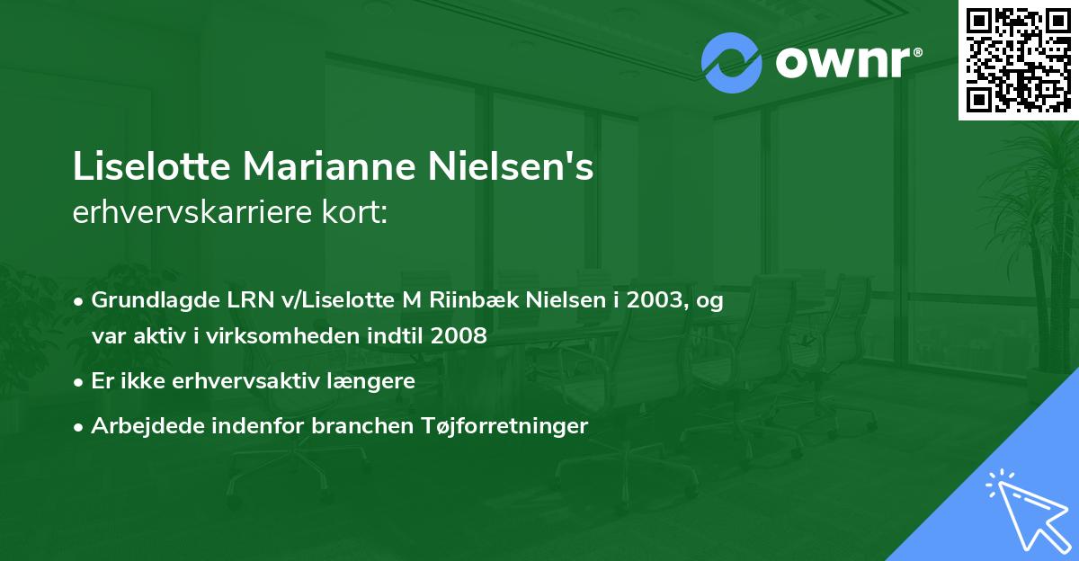 Liselotte Marianne Nielsen's erhvervskarriere kort