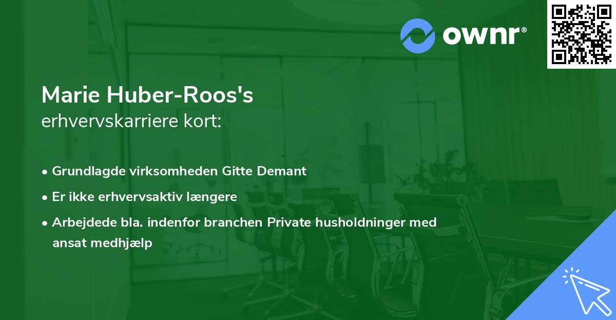 Marie Huber-Roos's erhvervskarriere kort