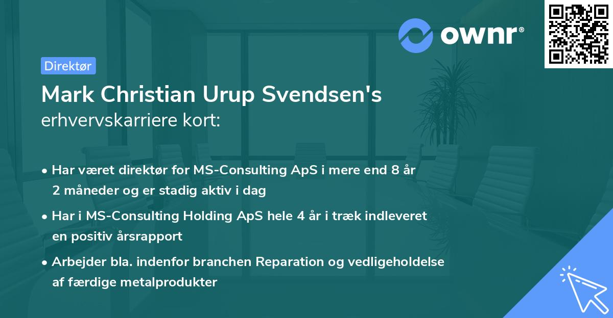 Mark Christian Urup Svendsen's erhvervskarriere kort