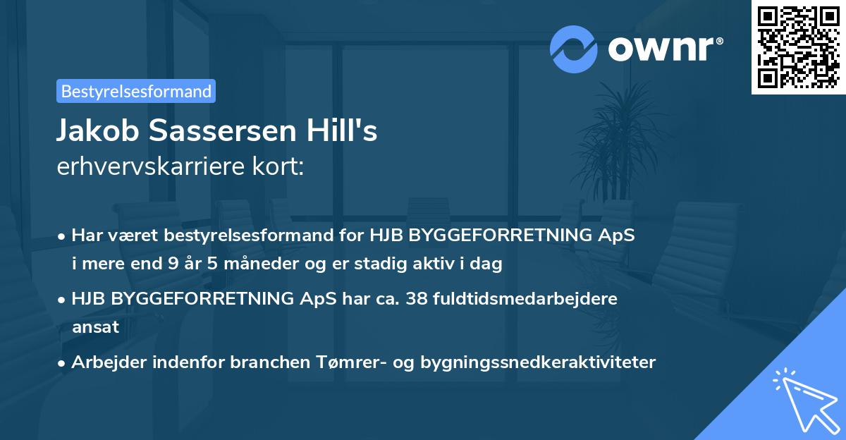 Jakob Sassersen Hill's erhvervskarriere kort