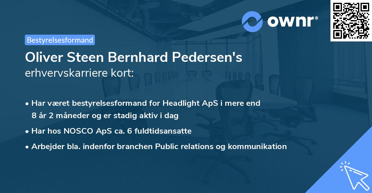 Oliver Steen Bernhard Pedersen's erhvervskarriere kort