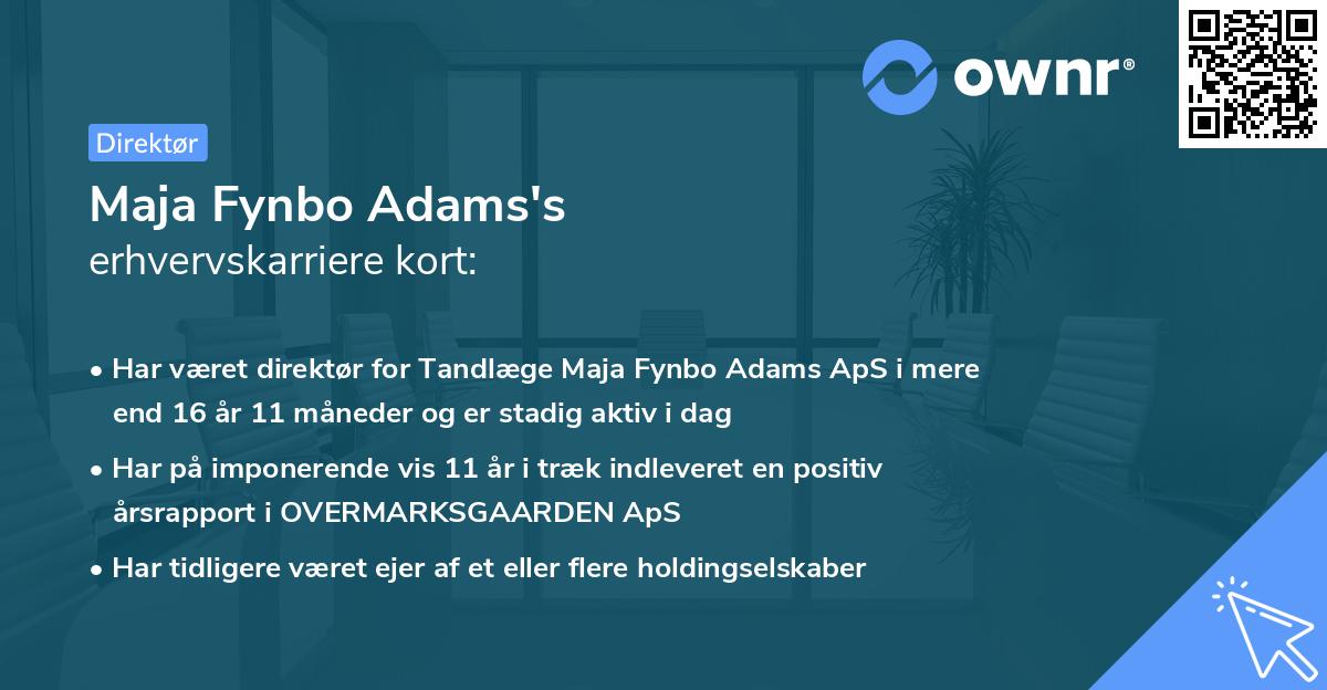 Maja Fynbo Adams's erhvervskarriere kort