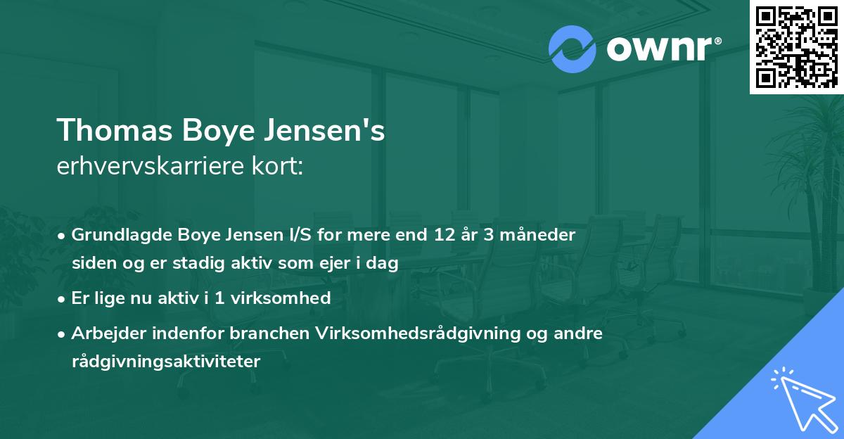 Thomas Boye Jensen's erhvervskarriere kort