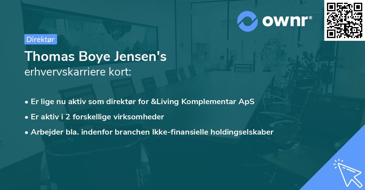 Thomas Boye Jensen's erhvervskarriere kort
