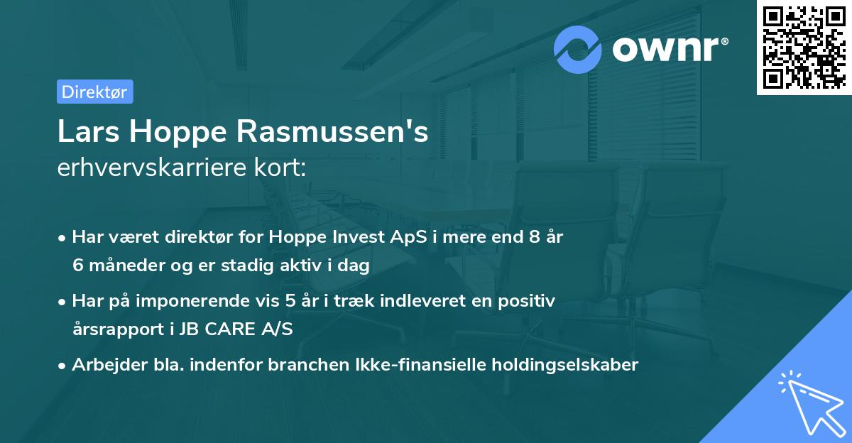 Lars Hoppe Rasmussen's erhvervskarriere kort