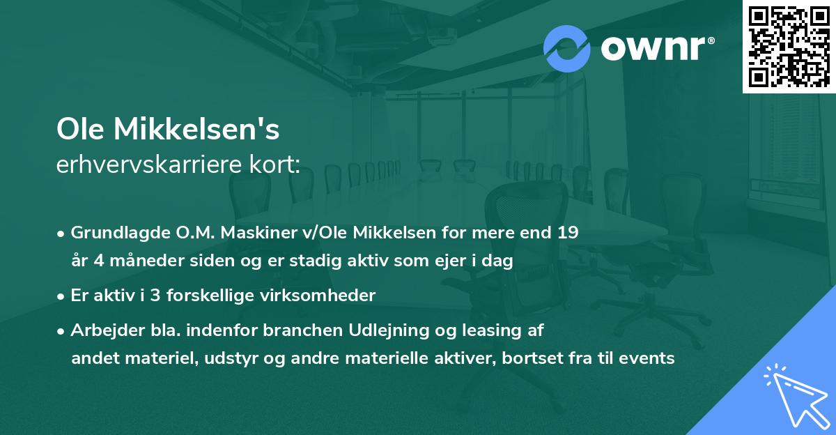 Ole Mikkelsen's erhvervskarriere kort