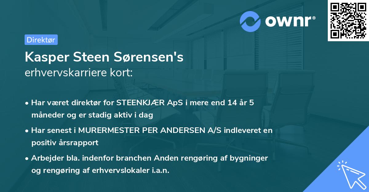 Kasper Steen Sørensen's erhvervskarriere kort