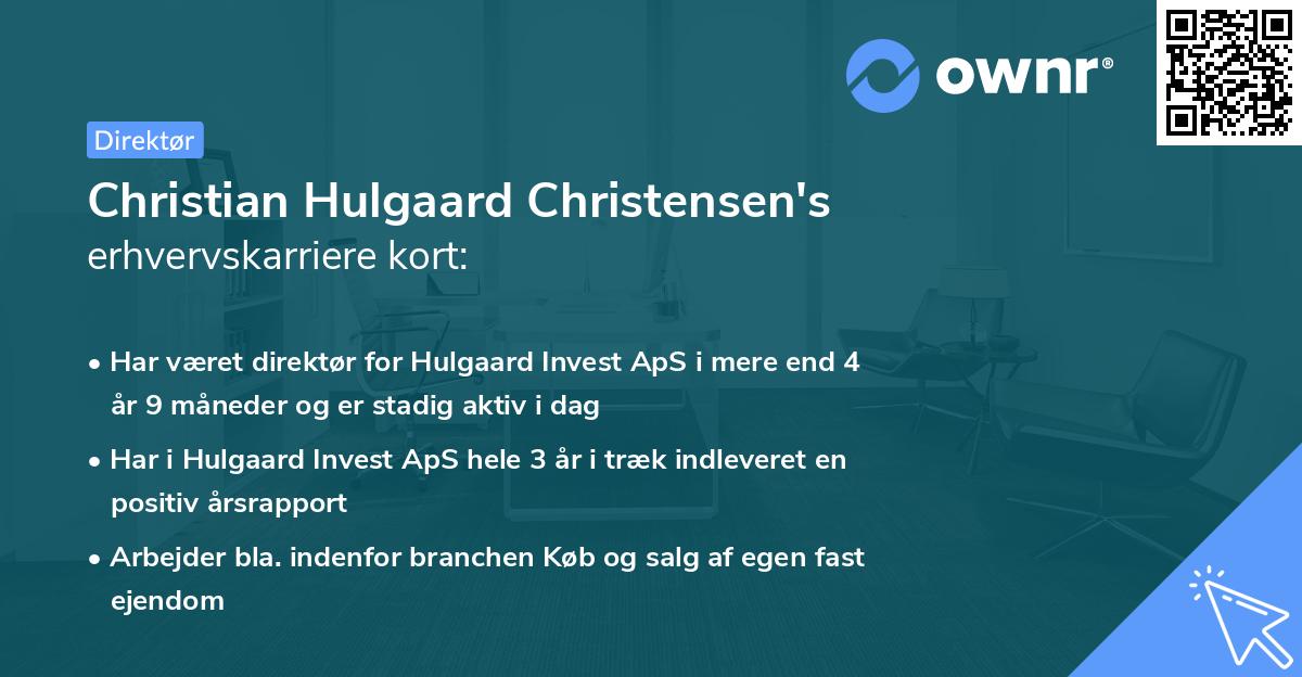 Christian Hulgaard Christensen's erhvervskarriere kort