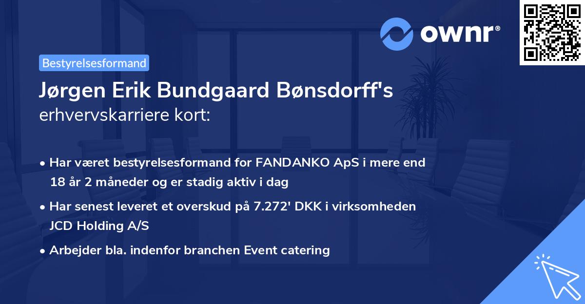 Jørgen Erik Bundgaard Bønsdorff's erhvervskarriere kort