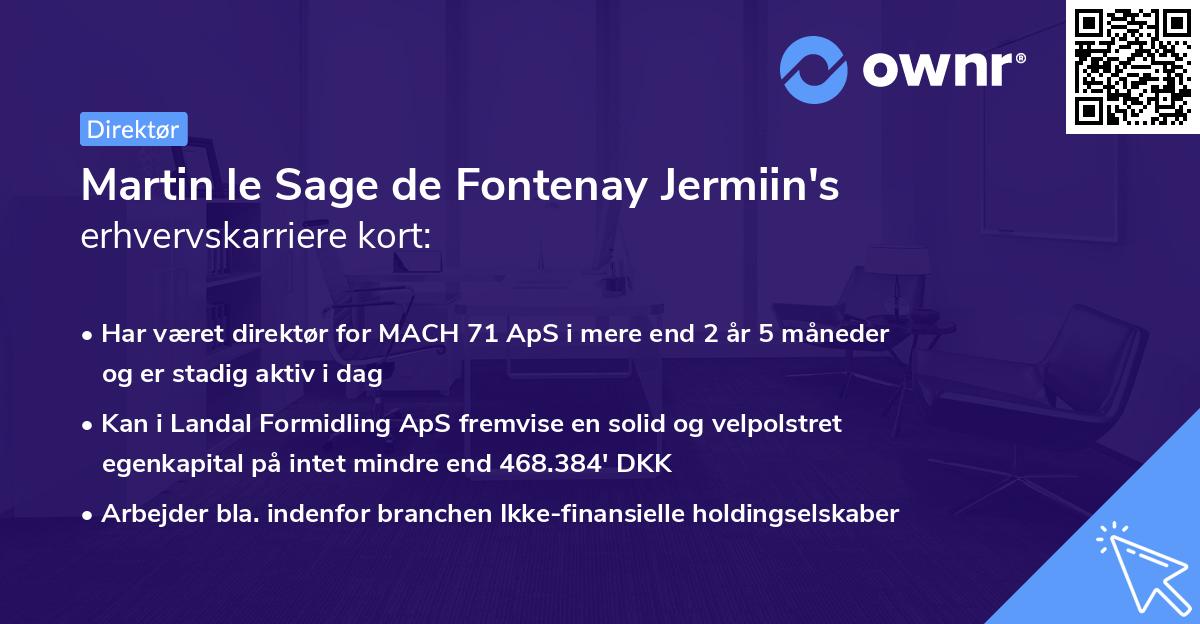 Martin le Sage de Fontenay Jermiin's erhvervskarriere kort