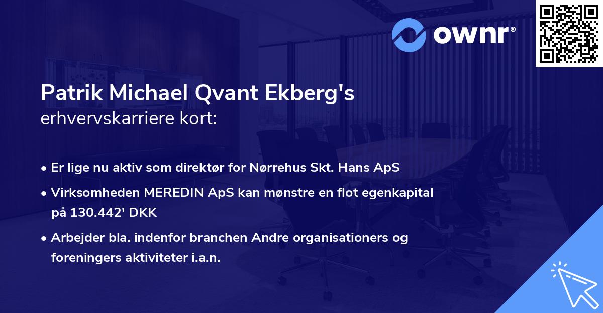 Patrik Michael Qvant Ekberg's erhvervskarriere kort