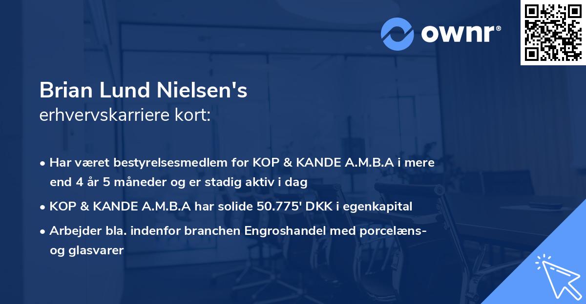 Brian Lund Nielsen's erhvervskarriere kort