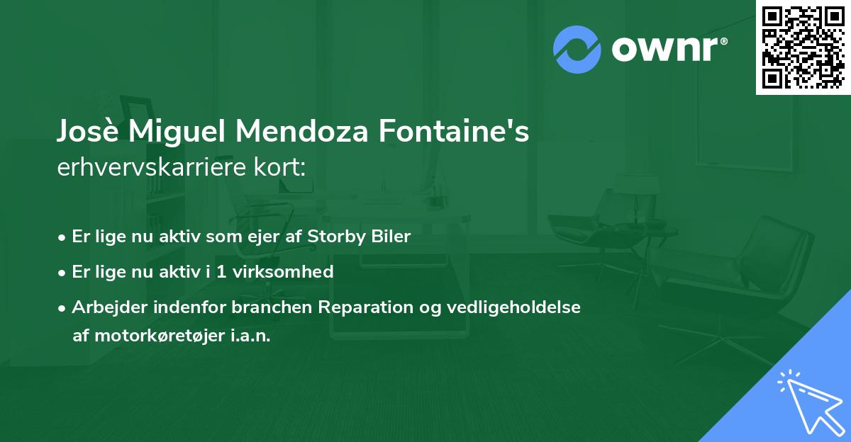 Josè Miguel Mendoza Fontaine's erhvervskarriere kort